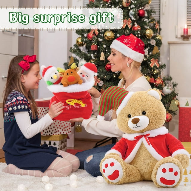 Christmas Teddy Bear Stuffed Animal Santa Claus Snowman