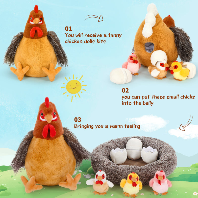 Chicken Plush Toys Farm Stuffed Animals, 16.5 Inches