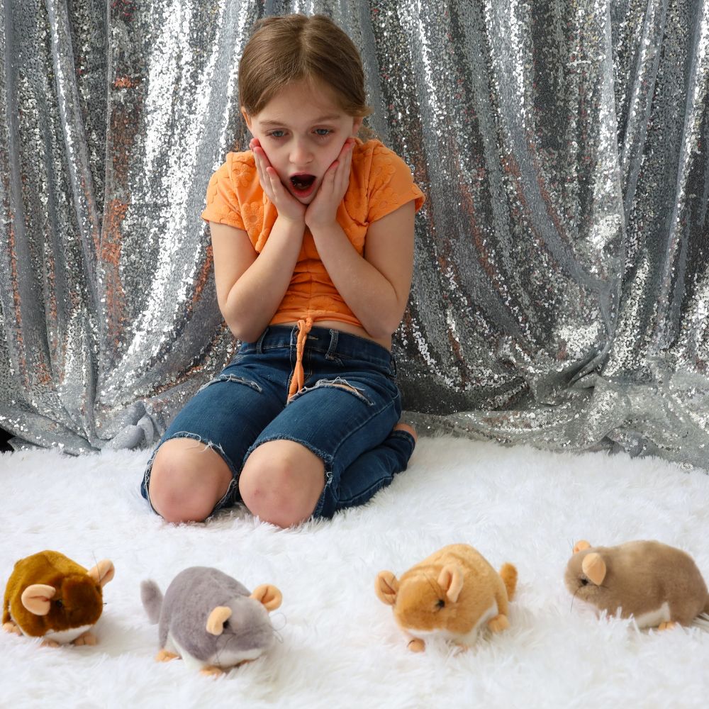 Chinchilla Plush Toys - 5 Pcs Mouse Stuffed Animals - Grey Rat Plush Dolls - 19.6 Inch Big Rat Plush - Stuffed Animals with Babies in the Belly - Stuffed Animal Babies with Their Mom - Cute Birthday/Christmas Gift for Girls Boys