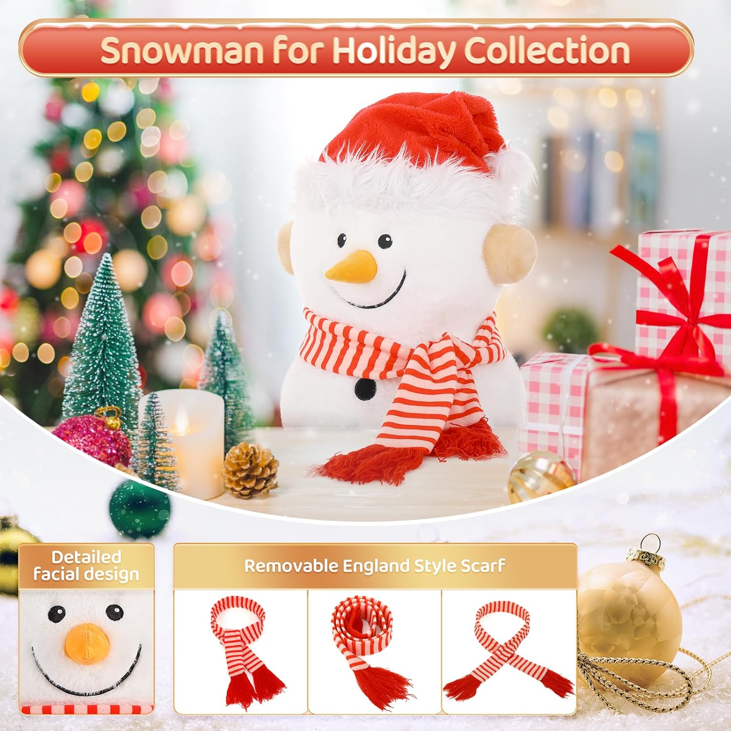 Christmas Snowman Plush Toy, 35.4 Inches