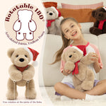 Christmas Teddy Bear - Christmas Soft Toys - A 14-inch Brown Bear Wears A Christmas Hat and Scarf - Teddy Bear Shop Near Me - Christmas Soft Toys - Christmas Gift Ideas - MorisMos Teddy Bears