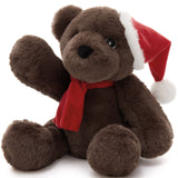 Christmas Teddy Bear - Christmas Soft Toys - A 14-inch Dark Brown Bear Wears A Christmas Hat and Scarf - Teddy Bear Shop Near Me - Christmas Soft Toys - Christmas Gift Ideas - MorisMos Teddy Bears