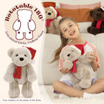 Christmas Teddy Bear - Christmas Soft Toys - A 14-inch Light Brown Bear Wears A Christmas Hat and Scarf - Teddy Bear Shop Near Me - Christmas Soft Toys - Christmas Gift Ideas - MorisMos Teddy Bears