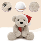 Christmas Teddy Bear - Christmas Soft Toys - A 14-inch Light Brown Bear Wears A Christmas Hat and Scarf - Teddy Bear Shop Near Me - Christmas Soft Toys - Christmas Gift Ideas - MorisMos Teddy Bears