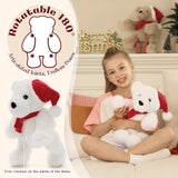 Christmas Teddy Bear - Christmas Soft Toys - A 14-inch White Bear Wears A Christmas Hat and Scarf - Teddy Bear Shop Near Me - Christmas Soft Toys - Christmas Gift Ideas - MorisMos Teddy Bears