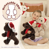Christmas Teddy Bear - Christmas Soft Toys - A 14-inch Dark Brown Bear Wears A Christmas Hat and Scarf - Teddy Bear Shop Near Me - Christmas Soft Toys - Christmas Gift Ideas - MorisMos Teddy Bears