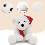Christmas Teddy Bear - Christmas Soft Toys - A 14-inch White Bear Wears A Christmas Hat and Scarf - Teddy Bear Shop Near Me - Christmas Soft Toys - Christmas Gift Ideas - MorisMos Teddy Bears