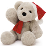 Christmas Teddy Bear - Christmas Soft Toys - A 14-inch Light Brown Bear Wears A Christmas Hat and Scarf - Teddy Bear Shop Near Me - Christmas Soft Toys - Christmas Gift Ideas - MorisMos Teddy Bears