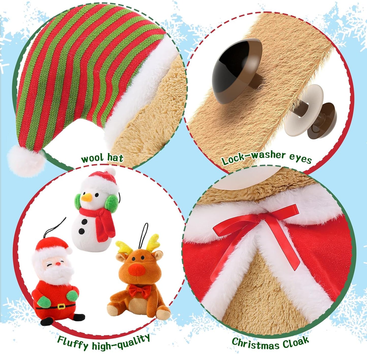 Christmas Teddy Bear Plush Toys - Christmas Home Decorations - Santa Claus Snowman Stuffed Toys - Christmas Gift Ideas - Festive and Christmas Holidays Season Plush with Plush Bag - Christmas Plushies - Ideal Christmas Stuffed Animals Gift for Toddlers, Kids & Teens