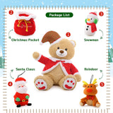 Christmas Teddy Bear Plush Toys - Christmas Home Decorations - Santa Claus Snowman Stuffed Toys - Christmas Gift Ideas - Festive and Christmas Holidays Season Plush with Plush Bag - Christmas Plushies - Ideal Christmas Stuffed Animals Gift for Toddlers, Kids & Teens