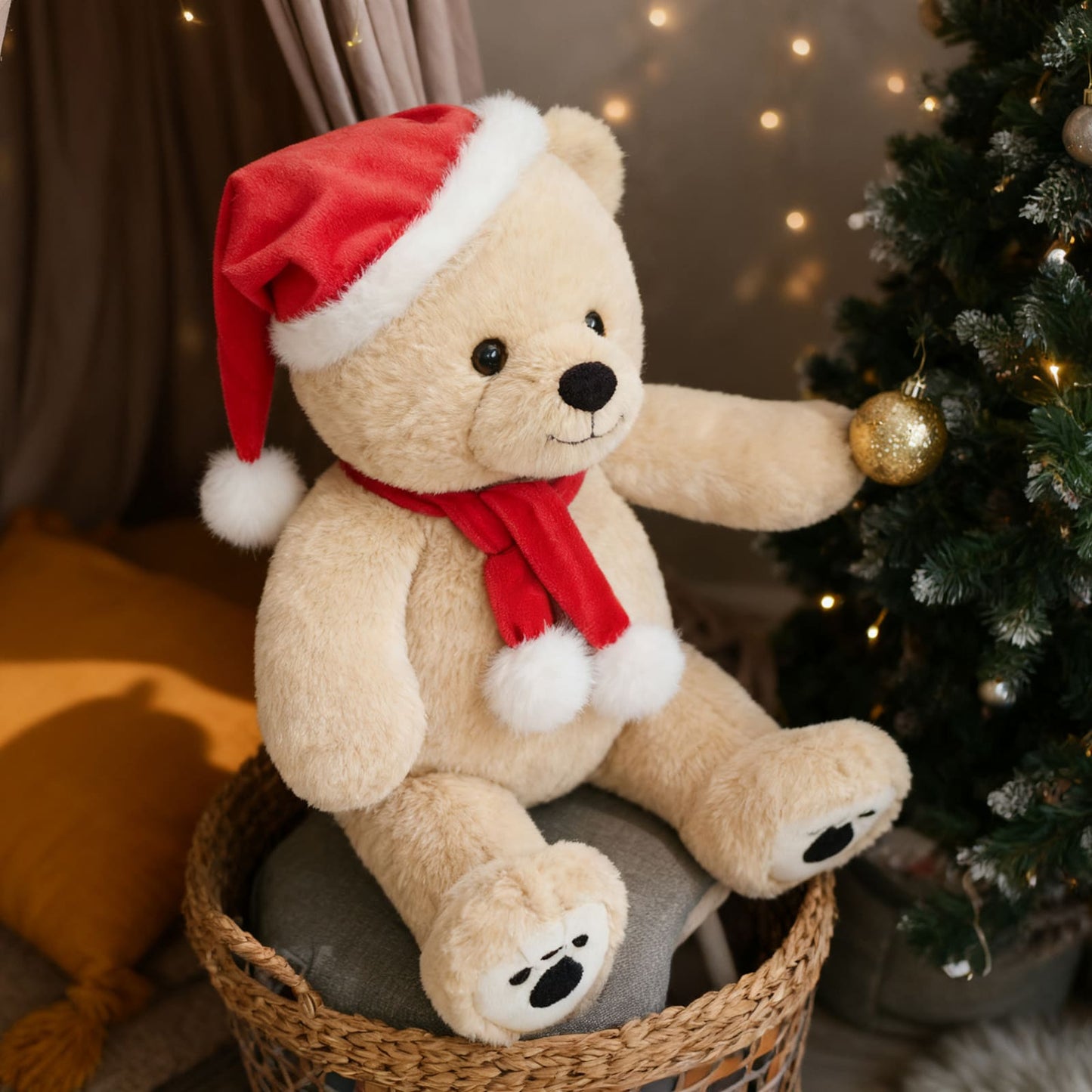 Christmas Teddy Bear Plush Toys - 14 Inches Brown Xmas Teddy Bear - Christmas Present for All Ages