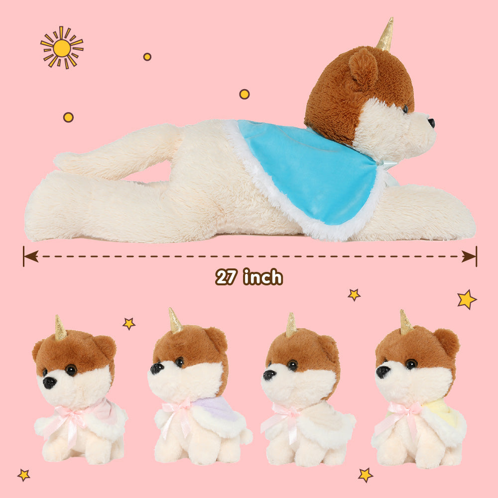 27-Inch Cloak Dog Plush Toy Set with Four Puppies