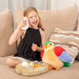 Bird Family Plush Toy Set with Three Babies Two Eggs and Nest