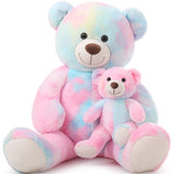 Colorful Teddy Bear Plush Toys - Happy Smiling Face Pluffy Teddy Bear - 39-inch Teddy Bear Stuffed Animals - Teddy Bear Theme Baby Shower - Cute Teddy Bear Plush Dolls - Valentine's Day Teddy Bears&Gifts - Anniversary Gift for Wife/Husband - Vday Gift for Girlfriend/Boyfriend - Stuffed Animal Bear Babies with Their Mom