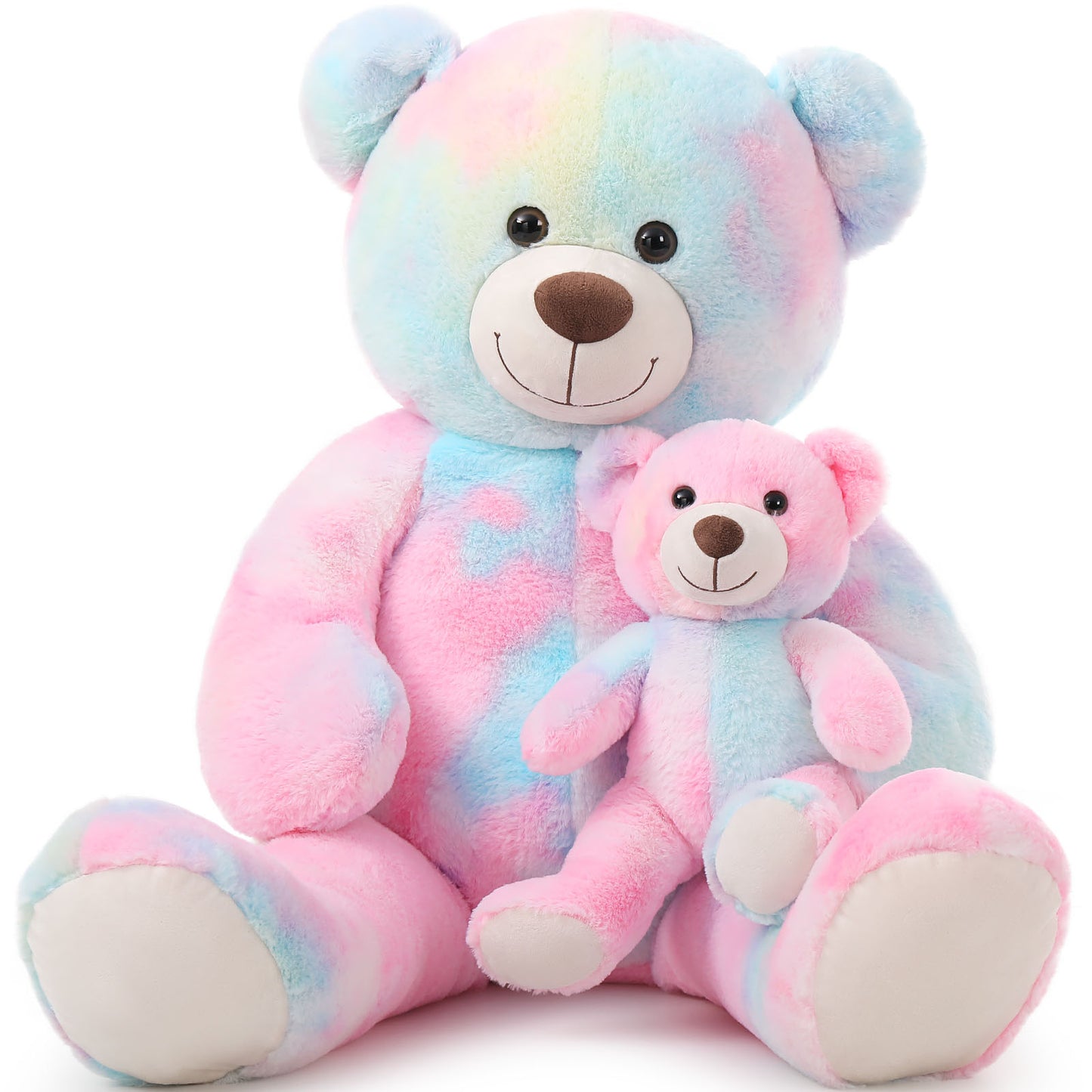 Colorful Teddy Bear Plush Toys - Happy Smiling Face Pluffy Teddy Bear - 39-inch Teddy Bear Stuffed Animals - Teddy Bear Theme Baby Shower - Cute Teddy Bear Plush Dolls - Valentine's Day Teddy Bears&Gifts - Anniversary Gift for Wife/Husband - Vday Gift for Girlfriend/Boyfriend - Stuffed Animal Bear Babies with Their Mom