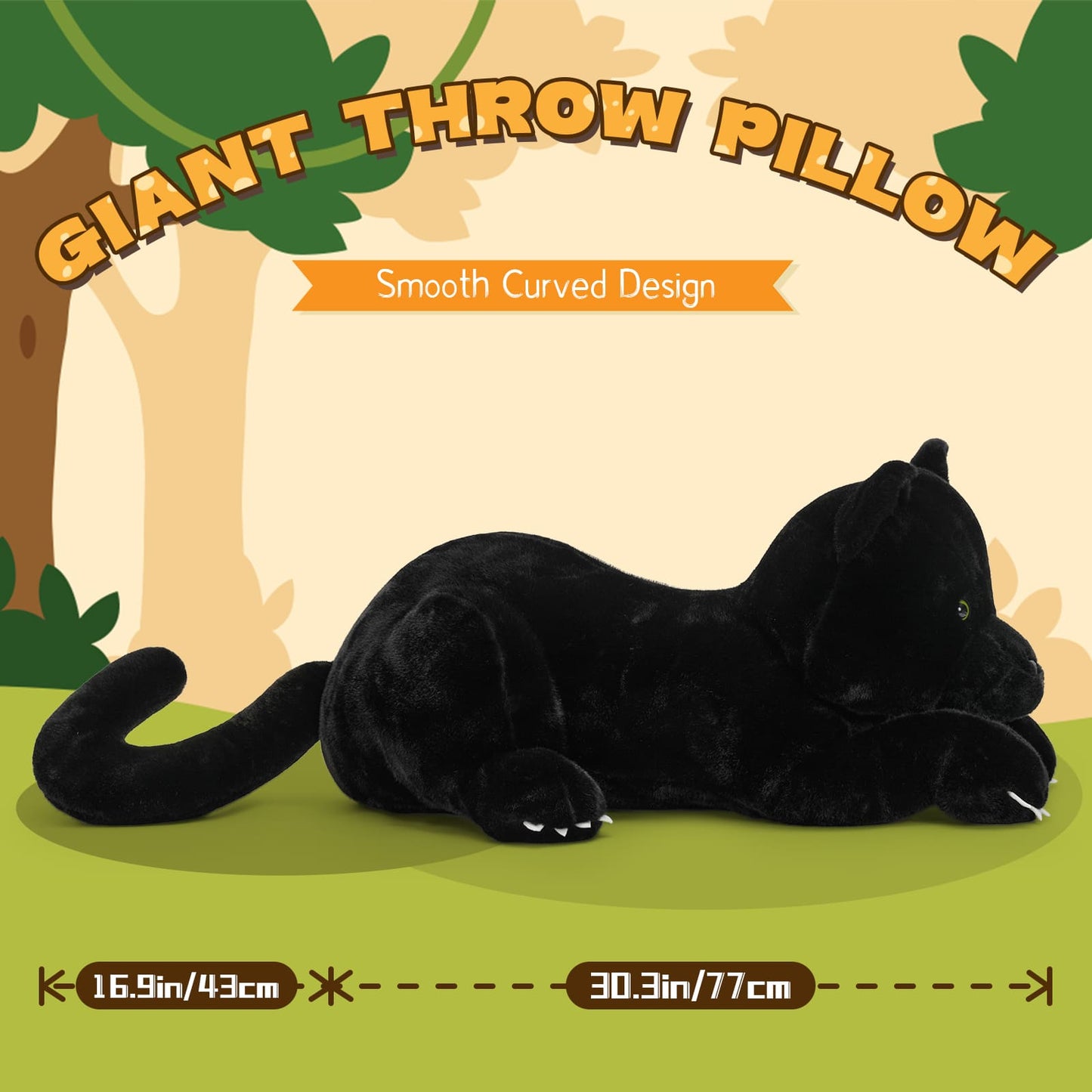 Giant Panther Stuffed Animals - Cool Black Leopard Plush Toys - Jungle Safari Plush Toys - Birthday/Christmas Gift for Girls/Boys 