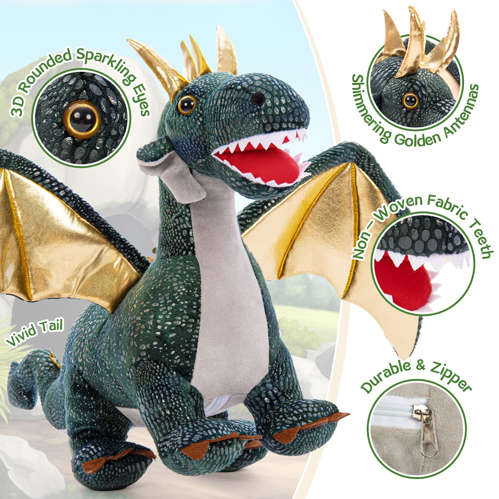 Stofftierset „Fliegender Drache“, 20 Zoll