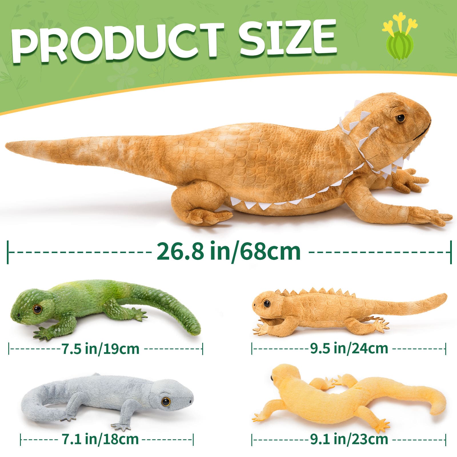 Lifelike Lizard Stuffed Animals Reptile Plush Toys, 27.56 Inches