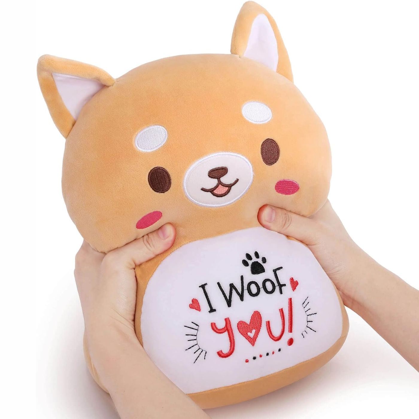 Corgi Akita Stuffed Animal Throw Pillow, 12 Inches