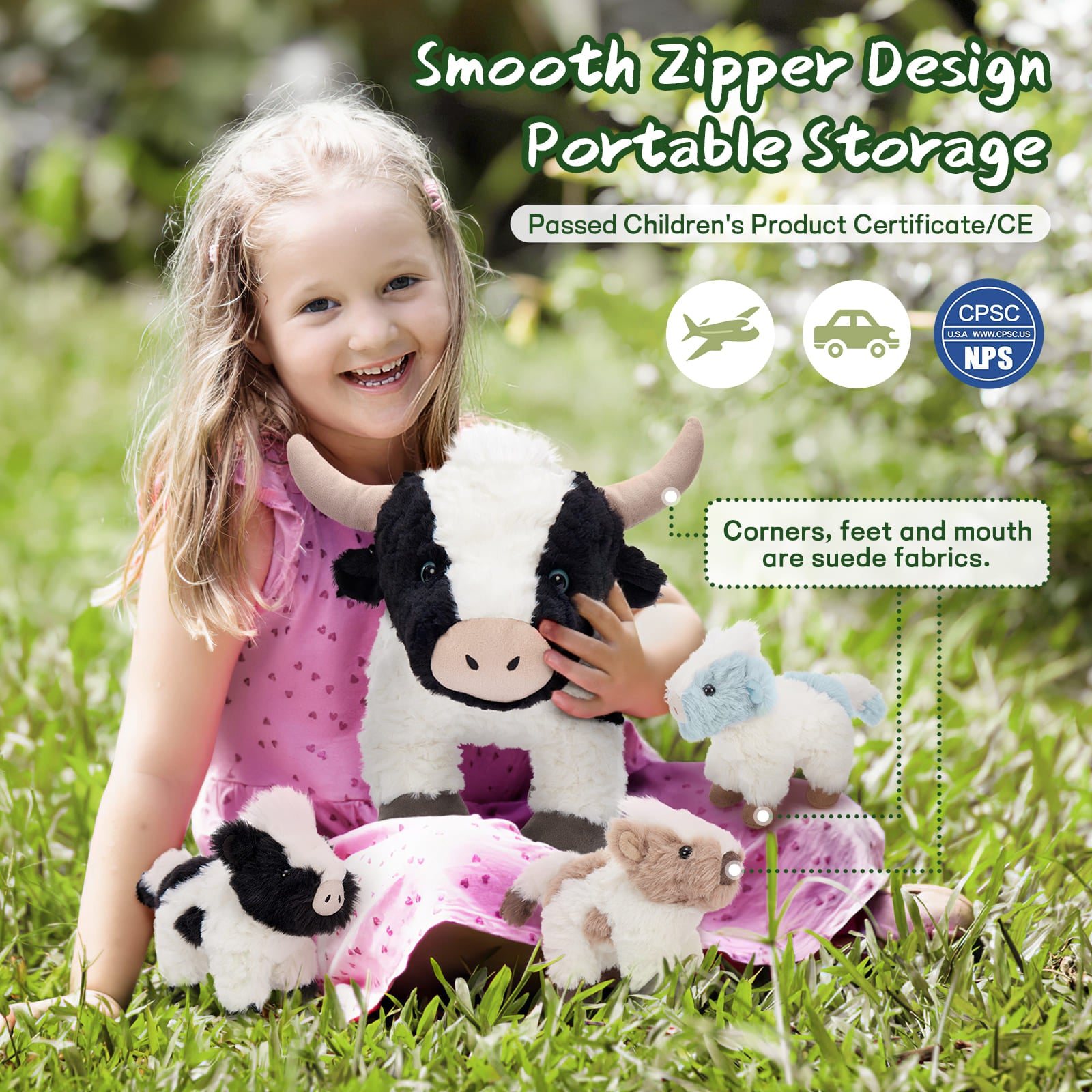Cow Stuffed Animals Farm Plush Toy Set, 20 Inches