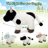 MorisMos 4 Pcs Cow Plush Toy Set, Mommy Cow Stuffed Animal with 3 Adorable Calf Babies in Mom's Belly, 20" Soft Farm Animal for Girls Boys Kids, Christmas Birthday Gift 