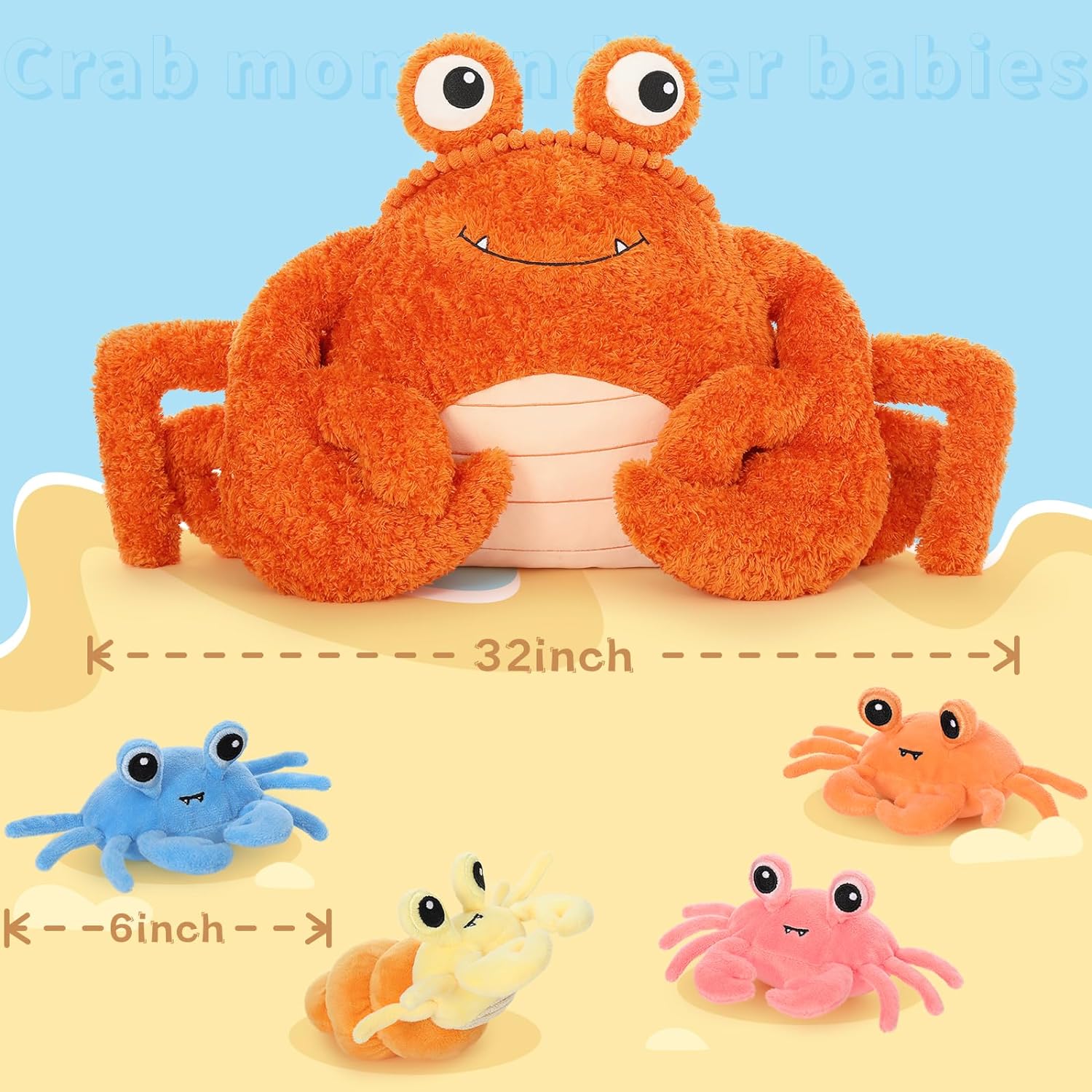 Crab Plush Toys Ocean Stuffed Animals, 32 Inches
