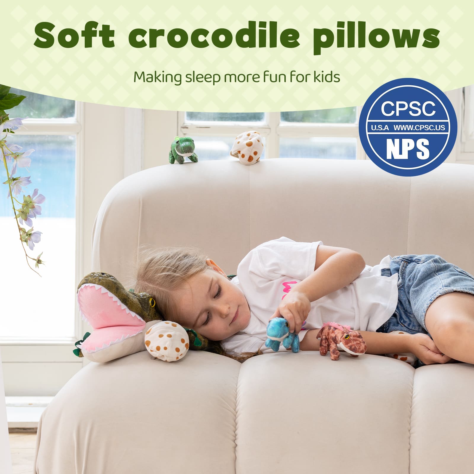 Mom Crocodile with 3 Baby Crocodile Plushies, 23.6 Inches