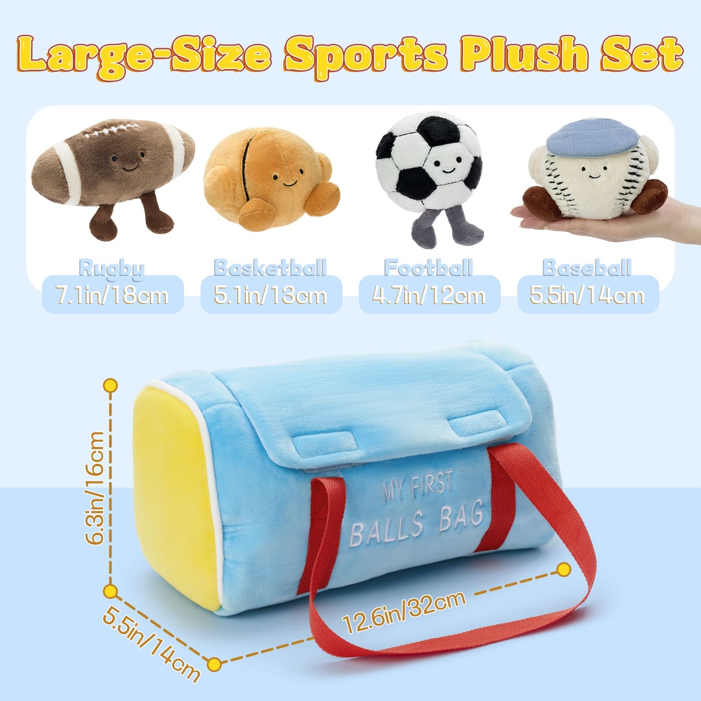 My first balls bag plush toy set for babies featuring soft sports balls designed for sensory play and early learning