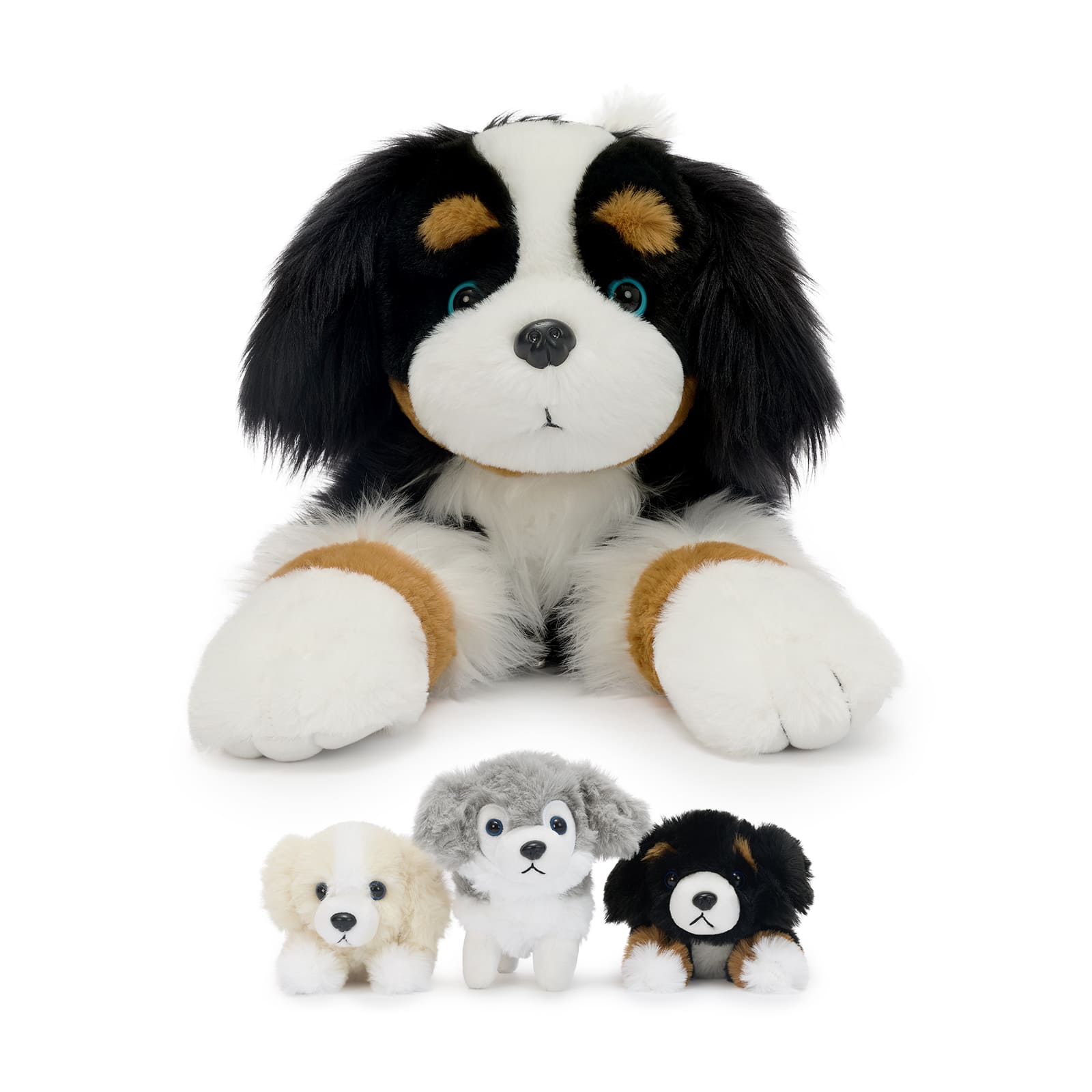 Bernese Mountain Dog Stuffed Animal with Three Puppies
