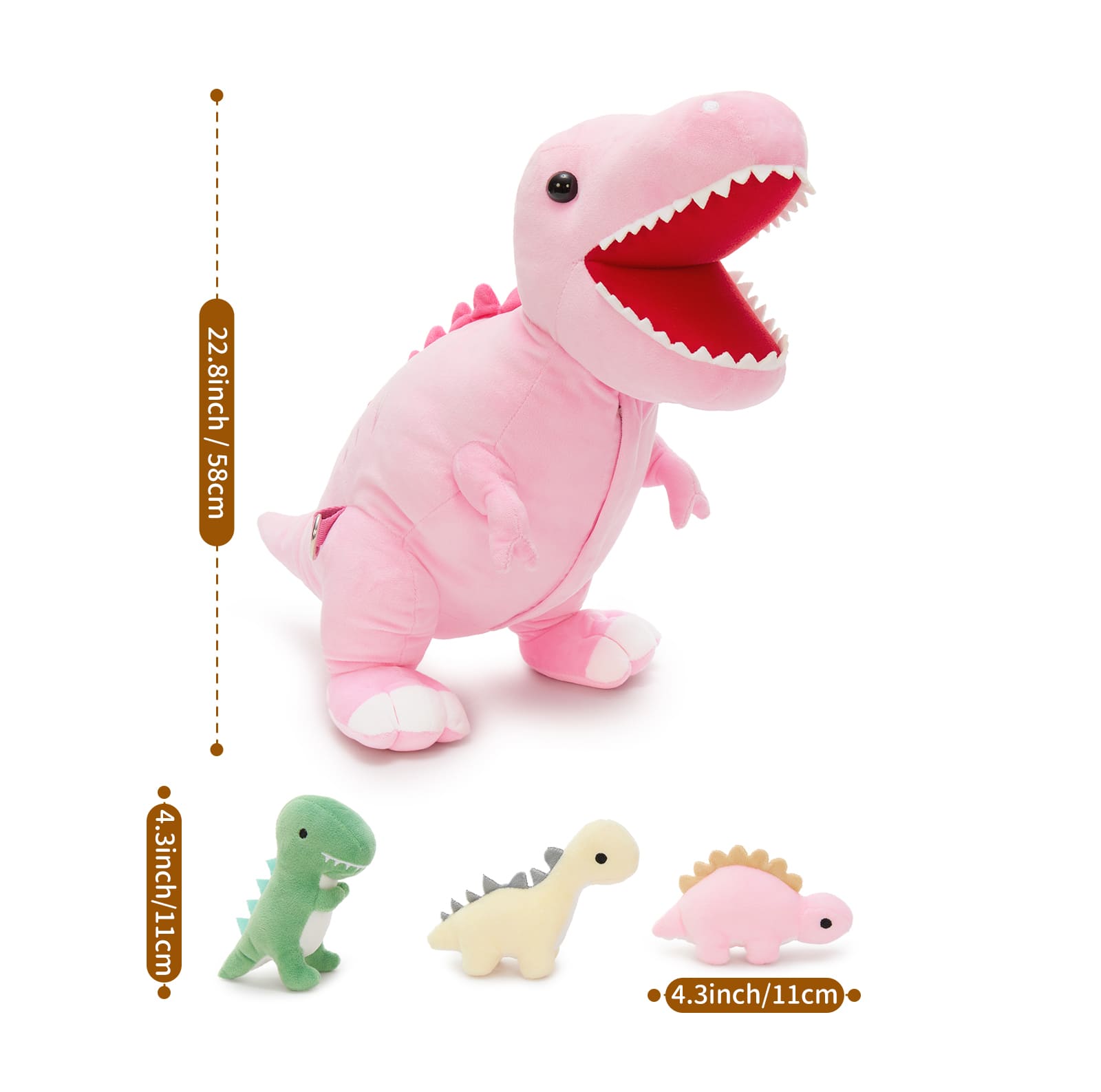 Cute T-Rex Stuffed Animal Bag with Mini Dino Toys for Kids