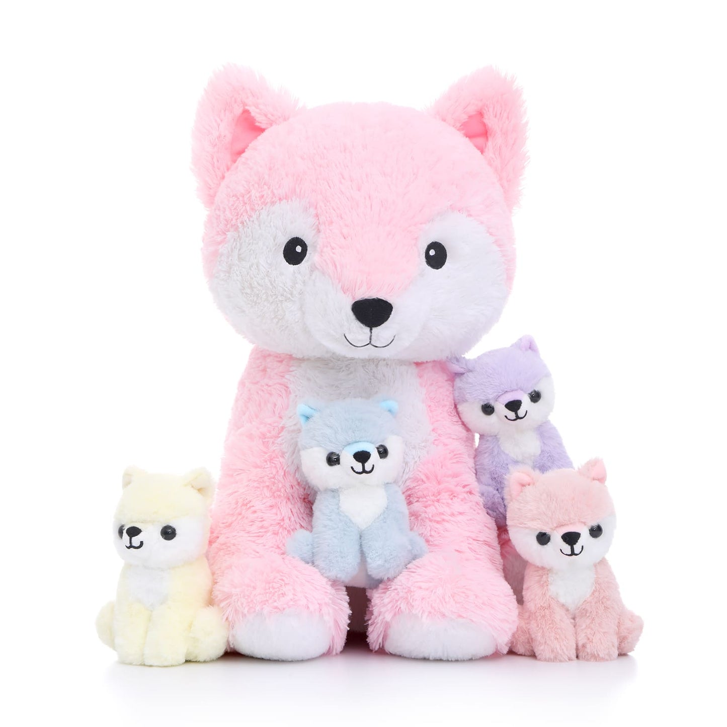 Fox Stuffed Animal Toy Set, Pink/Light Purple, 19 Inches
