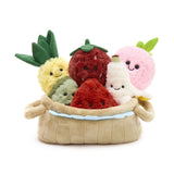 15.7 Inch Plush Basket with Six Stuffed Fruit Toys
