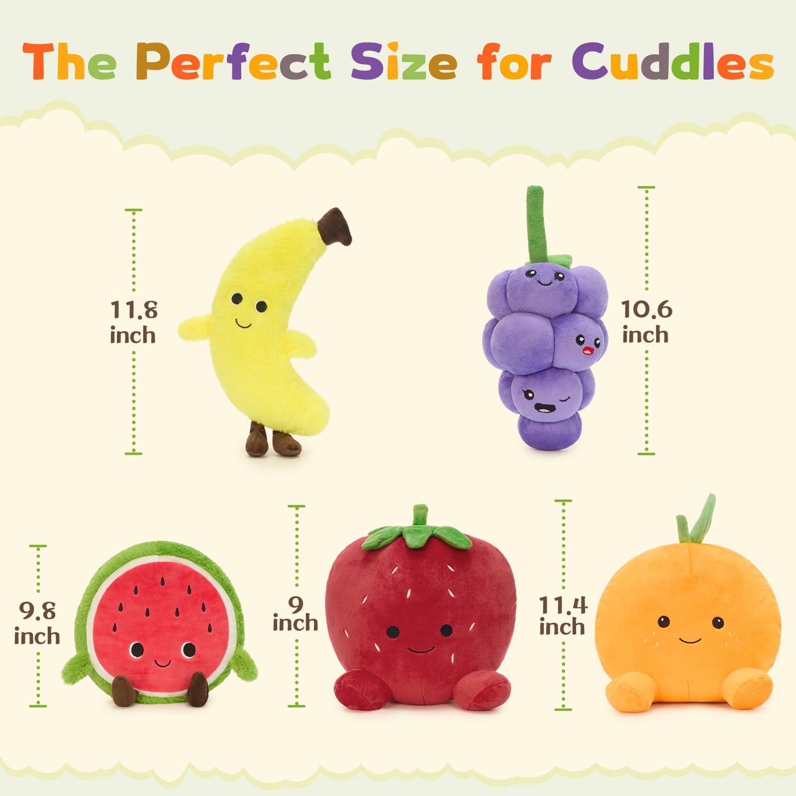 Cute Fruit Plush Toys Set Fruit Stuffed Toys for Kids, Toddlers & Gifts