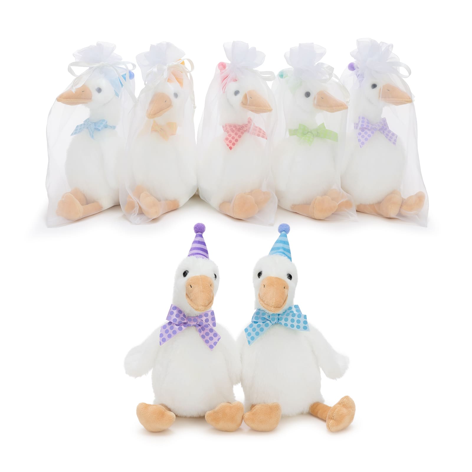 11.8 Inch Goose Plush Toy Set with Party Hat and Bow Tie
