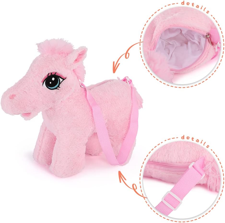 Cute Horse Bag for Kids, Pink, 12 Inches