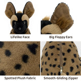 18 Inch Hyena Stuffed Animal with Three Baby Hyenas