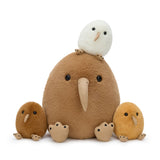12 Inch Kiwi Bird Stuffed Animal with Three Kiwi Babies