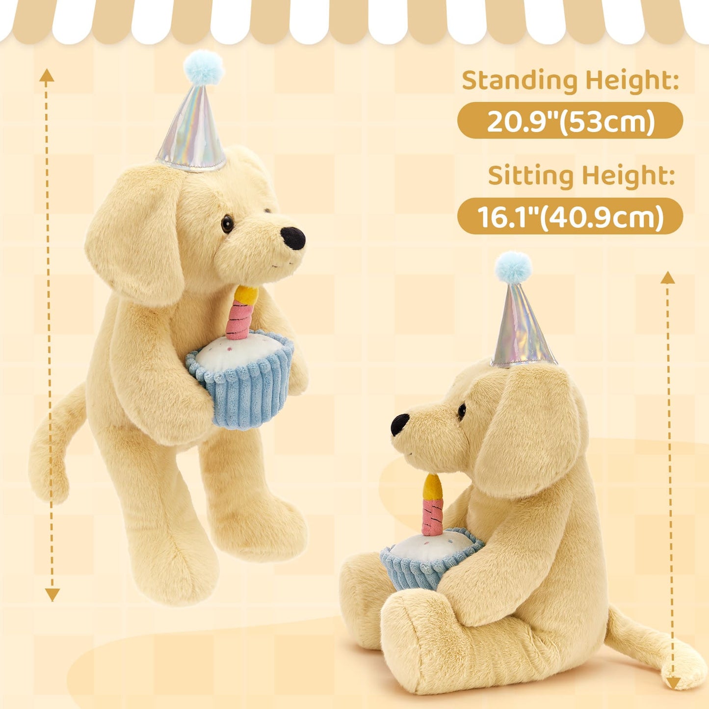 Labrador Dog Plush Toy Holds a Chic Plush Cupcake
- Birthday Gift Ideas for Girls Boys - Birthday Gift for Children - MorisMos Stuffed Animals
