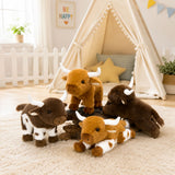 4 Piece Longhorn Cow Plush Toy Set Farm Animal Stuffed Toys