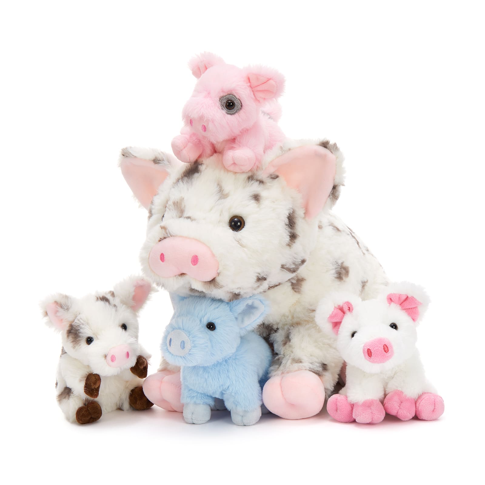 15.75 Inch Pig Stuffed Animal Set with Four Baby Piglets