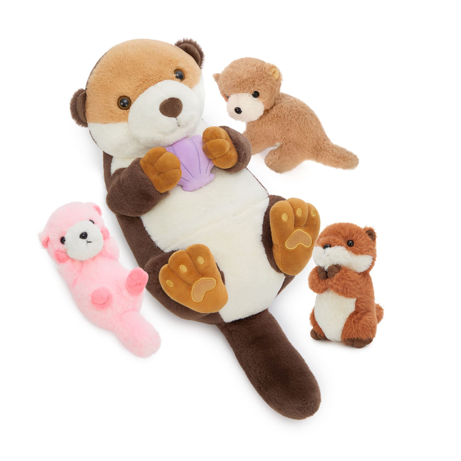 23.6-Inch River Otter Stuffed Animal Set with Three Baby Otters
