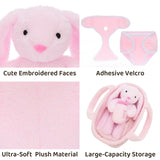 Cute Plush Bunny Gift Set with Basket Blanket and Bottle