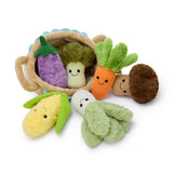 Plush Basket with Six Stuffed Vegetable Toys 15.7 Inch