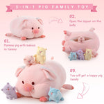 Pig Mom Stuffed Toy with 4 Pig Babies, 20 Inches - MorisMos Stuffed Animal Toys