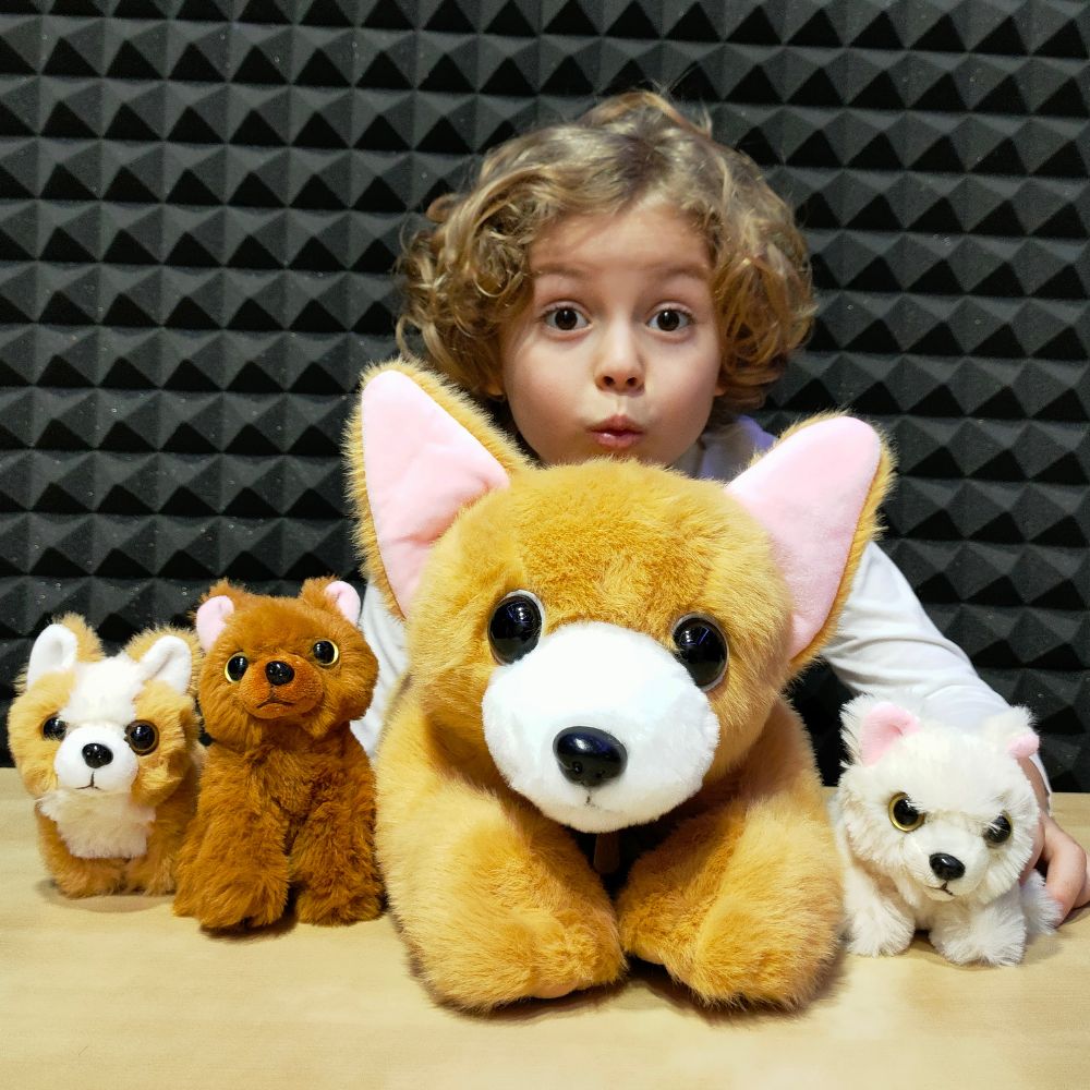 Chihuahua Stuffed Animals Realistic Puppy Plush Toys, 17.72 Inches - 4 Pcs Dog Stuffed Animals - Dog Baby Stuffed Animals with Their Mom - Cute Stuffed Toys for Imaginative Play - Soft Cuddly Companion for Kids - Stuffed Animals for Girls Boys Ages 3 to 8 Years