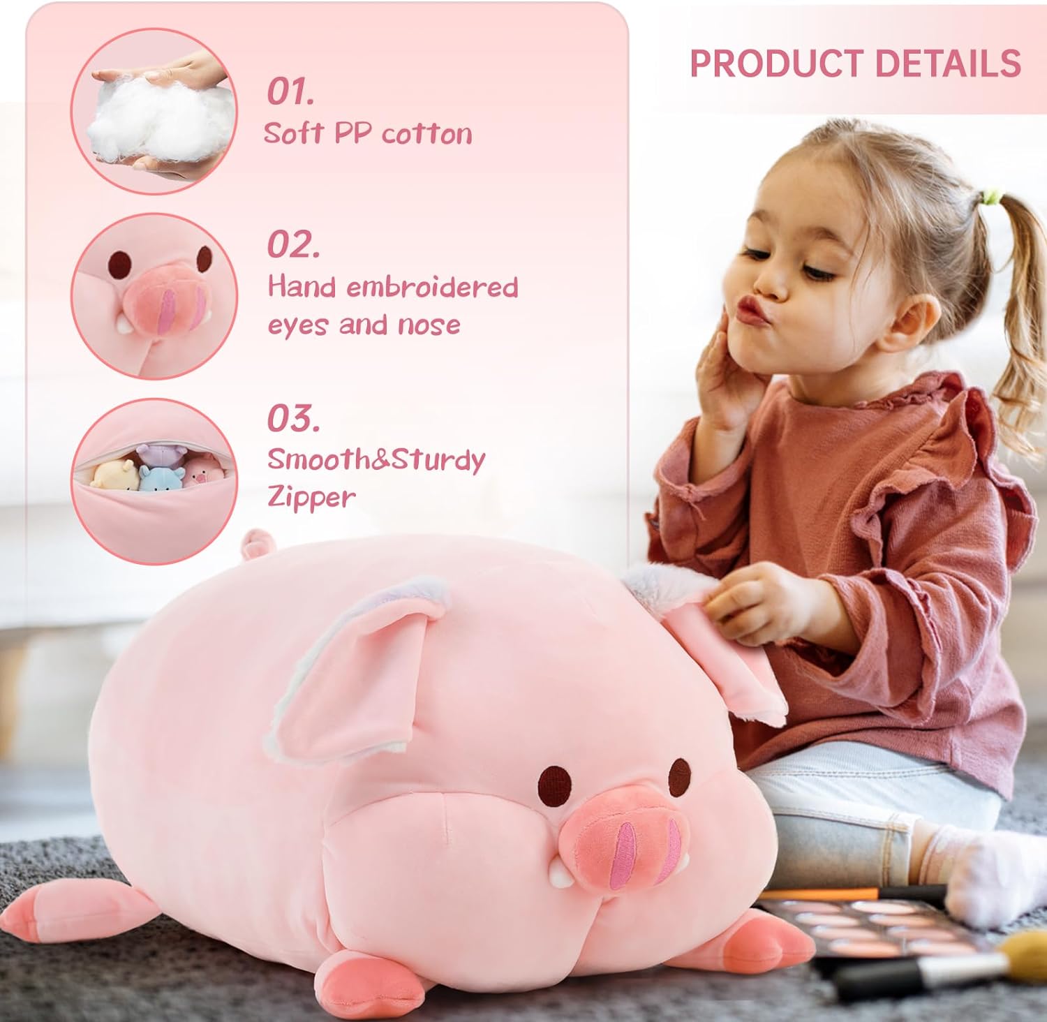 Pig Mom Stuffed Toy with 4 Pig Babies, 20 Inches
