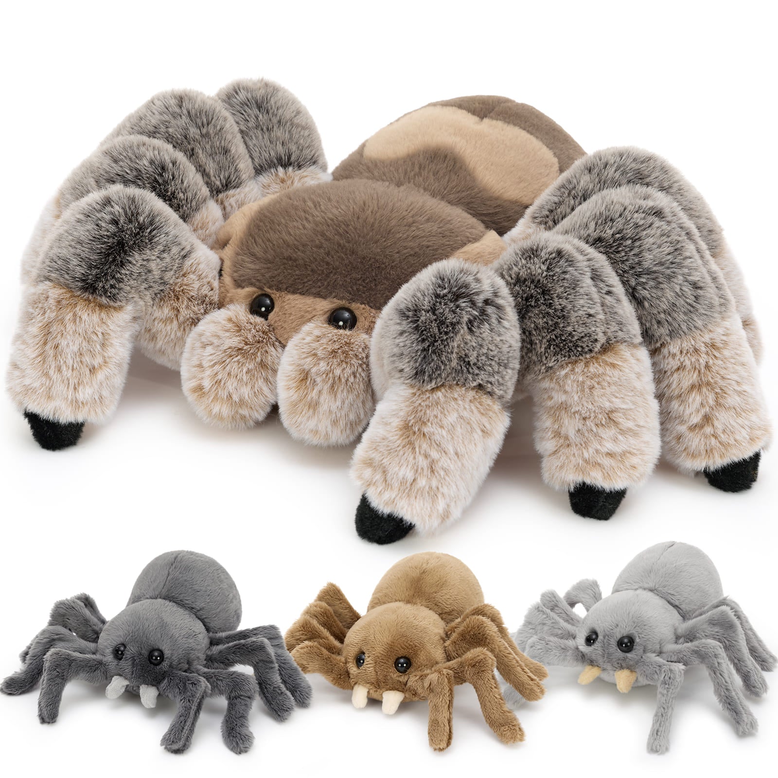 15.75-Inch Spider Plush Toy Set with Three Baby Spiders