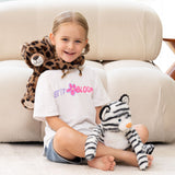 Two 12.2 Inch Hugging Stuffed Animals with Paw Hook and Loop