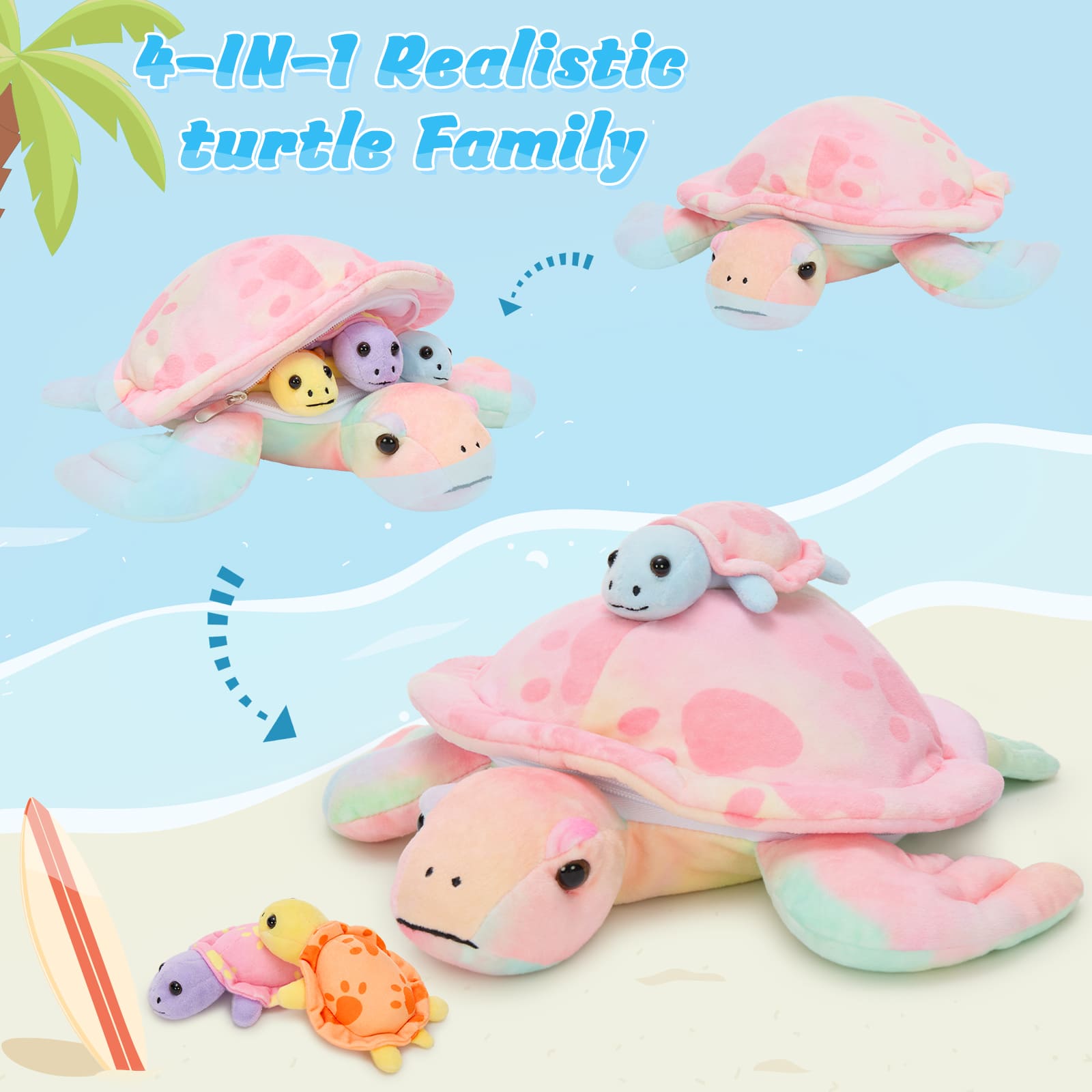 Cute Turtle Stuffed Animals with Babies Inside the Belly