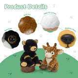5 Pcs Woodland Animal Plush Set, 7.9-Inch Raccoon, Bear, Fox, Red Panda & Giraffe